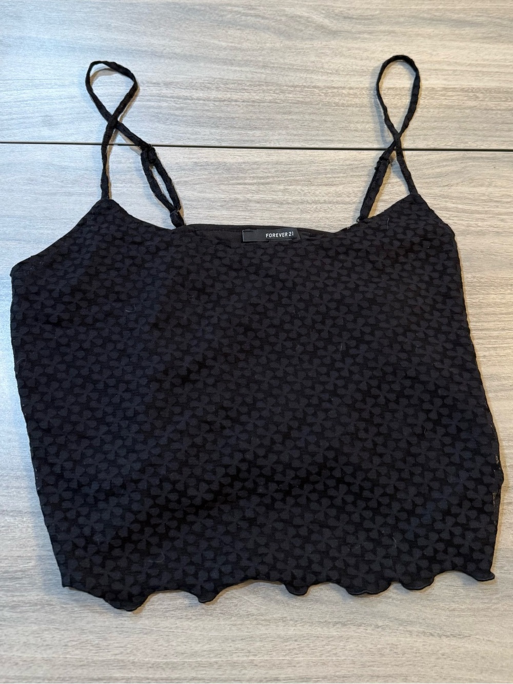 Forever 21 Black Textured Spaghetti Strap Cami